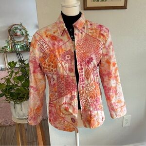 Boho Pink and Orange Embroidered beaded Jacket